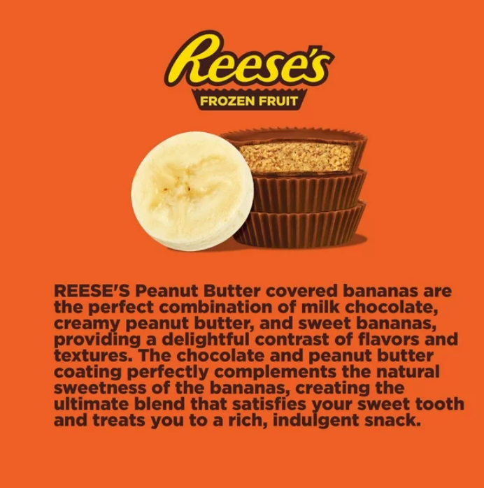Reese’s Banana Slices in Milk Chocolate and Reese's Peanut Butter Chips, 8 oz (Frozen)