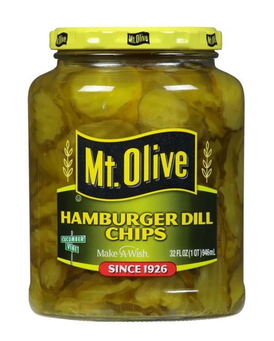 Mt. Olive Hamburger Dill Pickle Chips, 32 fl oz Jar