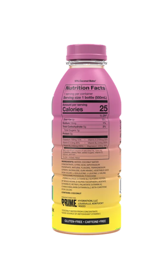 Prime Hydration Drink, New Strawberry Banana, 16.9oz (1 Bottle)