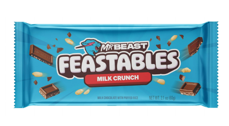 Feastables MrBeast Milk Chocolate Crunch Bar, 2.1 oz (60g), 1 Count