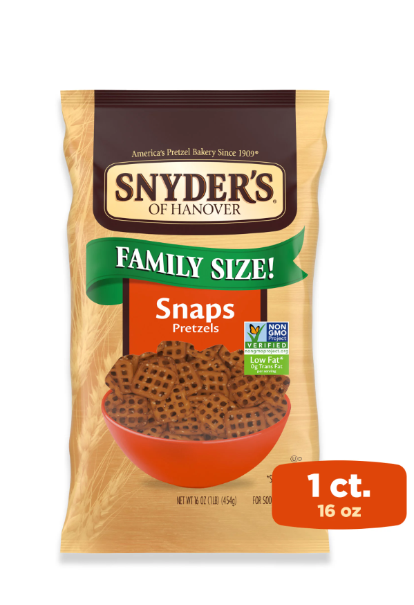 Snyder's of Hanover Pretzel Snaps, Family Size, 16 oz Bag