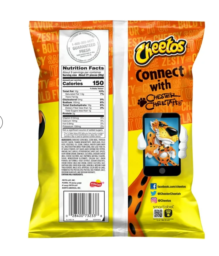 Cheetos Crunchy Cheese Buffalo Flavored Snack Chips, 8.5 oz Bag