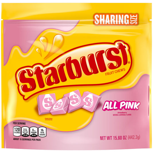 Starburst Todos los Dulces Masticables de Frutas Rosadas, Tamaño Compartido: Bolsa de 15,6 oz