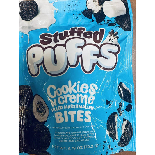 Puffs Rellenas Galletas 'n Crema Llena de Malvavisco Bocados Bolsa de 2.79 oz - Barco Gratis
(