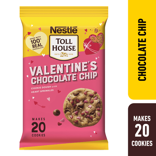 Nestle Toll House Chocolate Chip Cookie Dough with Heart Sprinkles for Valentines Cookies, 14 oz