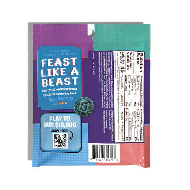 Feastables Karl Gummy Candy Sour Blue Raspberry, 3.5 oz (100 g), 1 Bag - LOOP MX