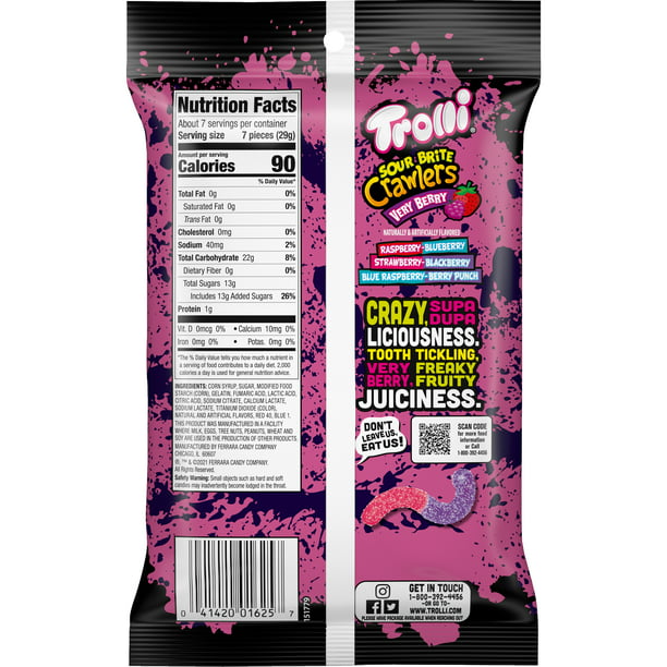 Trolli Sour Brite Crawlers Very Berry Gummy Worms, 7.2 oz - LOOP MX