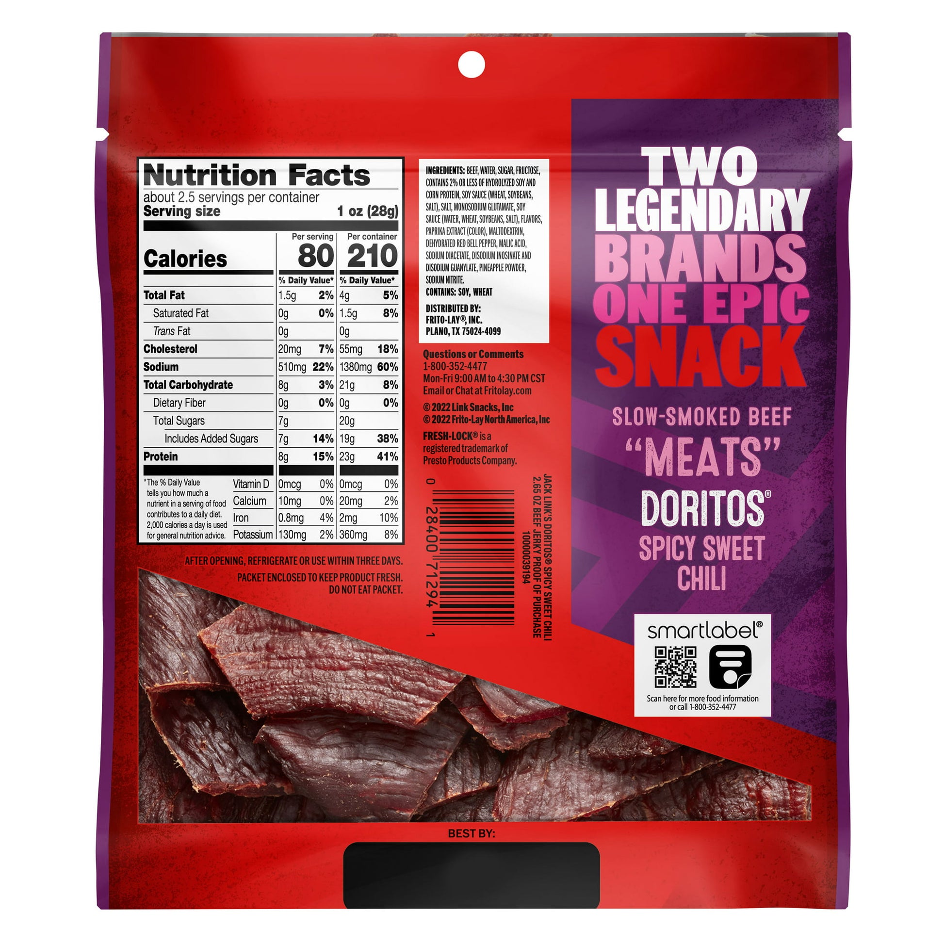 Jack Link’s® Doritos® Spicy Sweet Chili Flavored Beef Jerky, 2.65 oz - LOOP MX