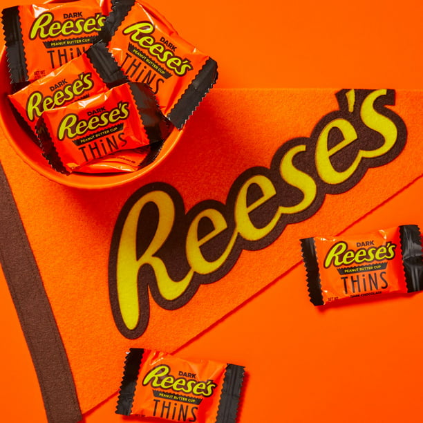 Reese's, THINS Dark Chocolate Peanut Butter Cups Candy, Individually Wrapped, 7.37 oz, Share Bag - LOOP MX