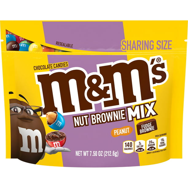 M&M's peanut brownie mix chocolate candy, sharing size -7.5oz bag - LOOP MX