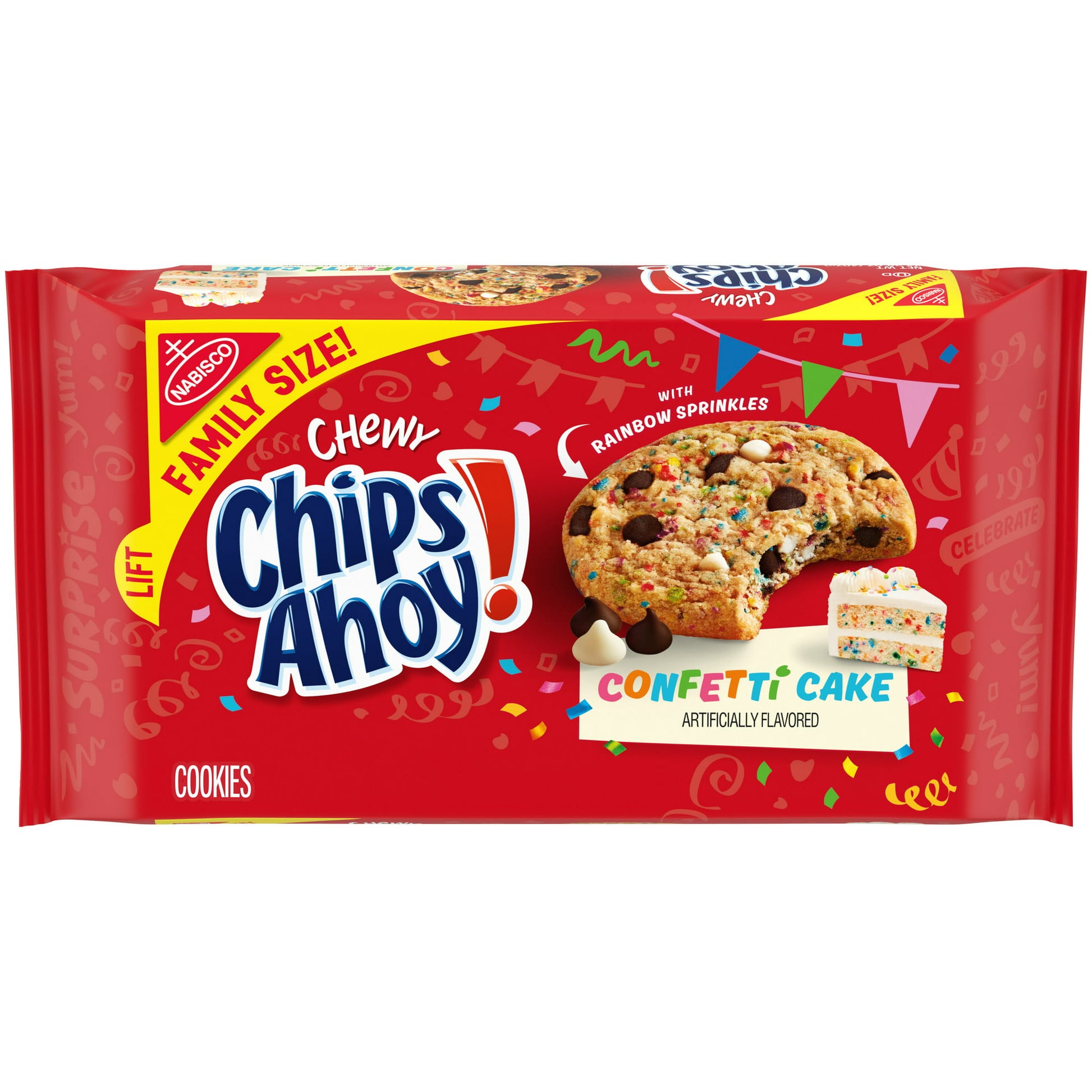 CHIPS AHOY! Chewy Confetti Cake Chocolate Chip Cookies with Sprinkles, Family Size, 14.38 oz - LOOP MX