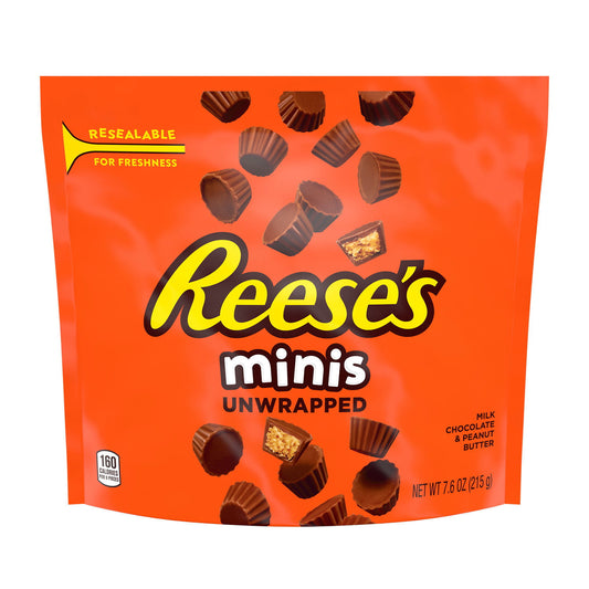 Reese's Minis milk chocolate unwrapped, gluten free peanut Butter cups candy - LOOP MX