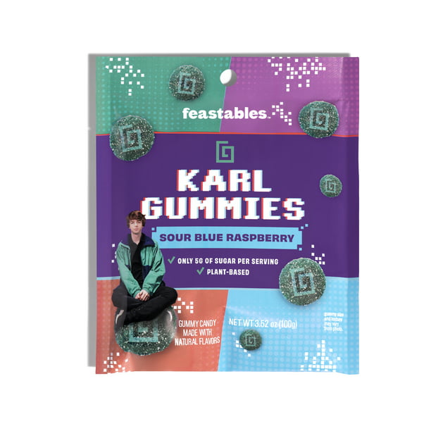 Feastables Karl Gummy Candy Sour Blue Raspberry, 3.5 oz (100 g), 1 Bag - LOOP MX