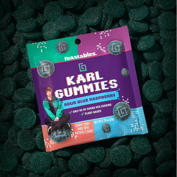 Feastables Karl Gummy Candy Sour Blue Raspberry, 3.5 oz (100 g), 1 Bag - LOOP MX