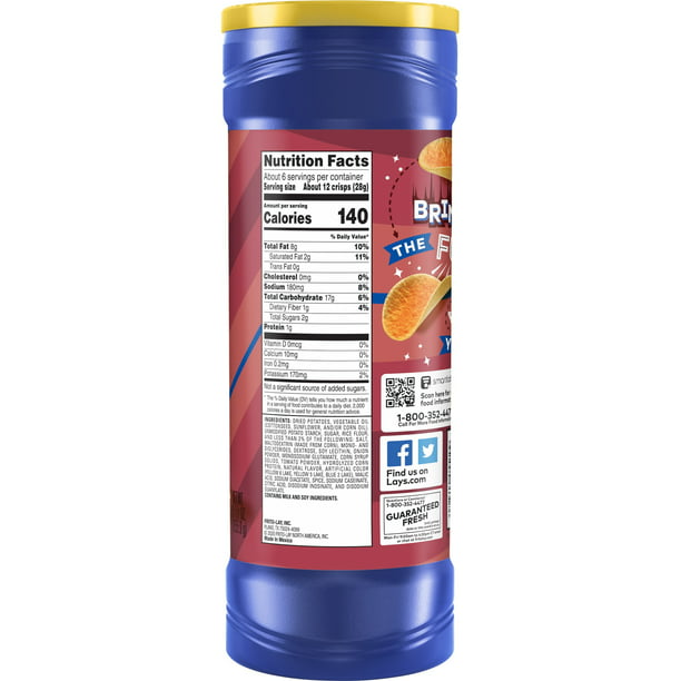 Lay's Stax Mesquite Barbecue Potato Chips, 5.5 oz Canister - LOOP MX