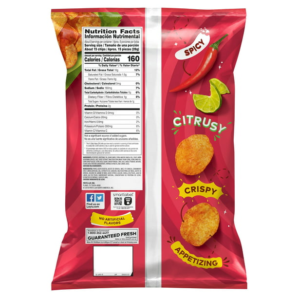 Lay's Chile Limón Flavored Potato Chips, 7.75 oz Bag - LOOP MX