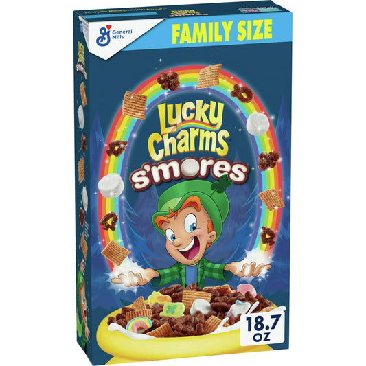 Lucky Charms Smores Breakfast Cereal with Marshmallows, Family Size, 18 OZ - LOOP MX