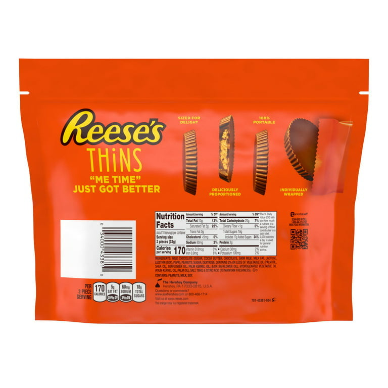 Reese's THiNS Milk Chocolate Peanut Butter Cups Candy, Individually Wrapped, 12.03 oz, Family Pack - LOOP MX