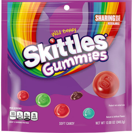 Skittles Wild Berry Gummy Candy, Sharing Size - 12 oz Bag - LOOP MX