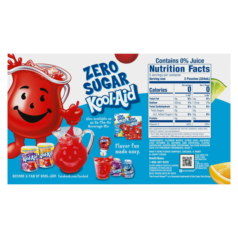 Kool-Aid Jammers Tropical Punch Zero Sugar Kids Drink Juice Box Pouches, 10 ct Box, 6 fl oz Pouches - LOOP MX