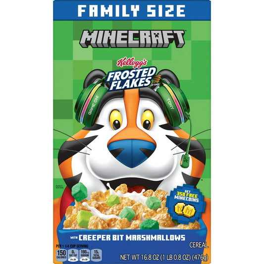 Kellogg's Frosted Flakes Original with Creeper Bit Marshmallows Cold Breakfast Cereal, 16.8 oz - LOOP MX