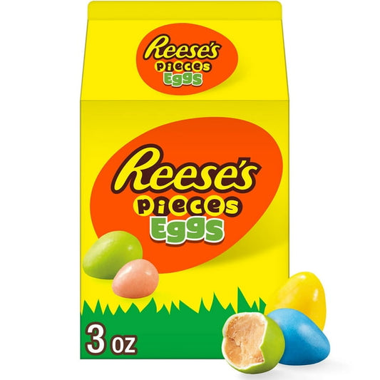 Reese's Pieces Huevos de Mantequilla de Maní Caramelo de Pascua, Caja de 3 oz