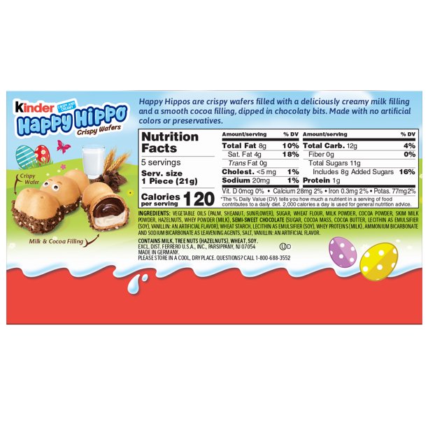 Kinder Happy Hippo Crispy Wafers with Milk & Cocoa Filling 3.6 oz - LOOP MX