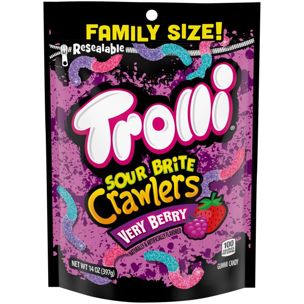 Trolli Sour Brite Crawlers Very Berry Family Size 14 oz - LOOP MX