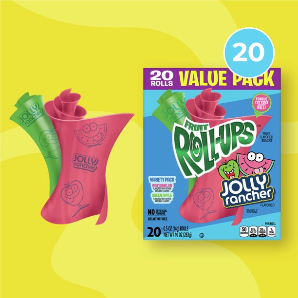 Fruit Roll-Ups Fruit Flavored Snacks, Jolly Rancher, Variety Pack, 20 ct - LOOP MX