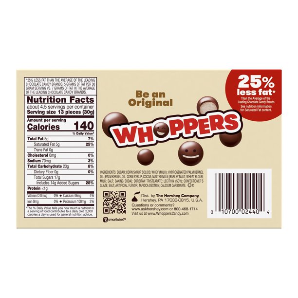 Whoppers, Malted Milk Balls Candy, Movie Snack, 5 oz, Box - LOOP MX