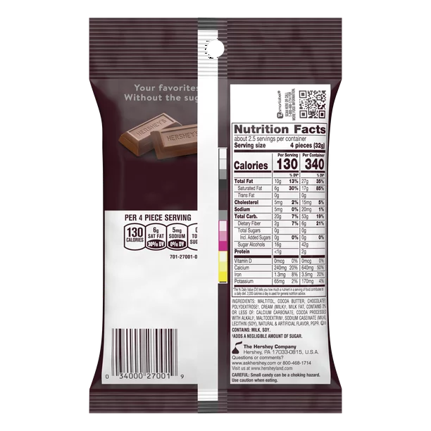 Hershey’s Chocolate Candy Zero Sugar 3 oz - LOOP MX