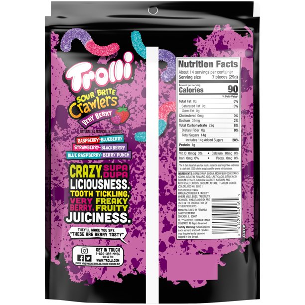 Trolli Sour Brite Crawlers Very Berry Family Size 14 oz - LOOP MX