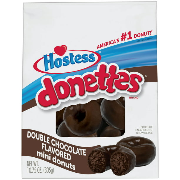 HOSTESS Double Chocolate Frosted DONETTES Bag, Mini Breakfast Donuts - 10.75oz - LOOP MX