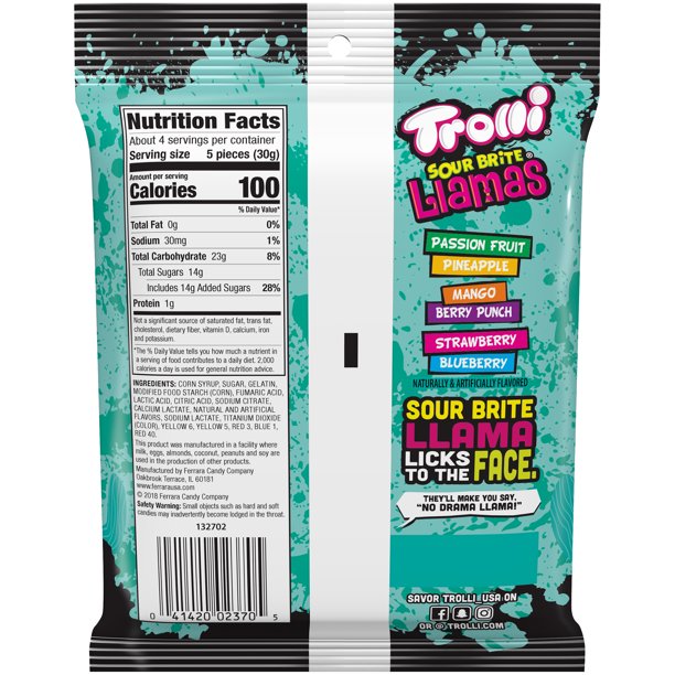 Trolli Sour Brite Tropical Llamas 4.25 oz - LOOP MX