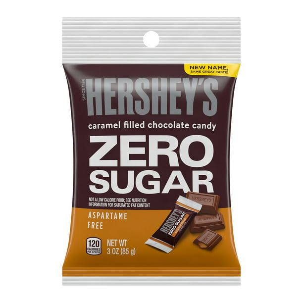 Hershey's Sugar Free Caramel Filled Chocolate Candy Bars, 3 oz Bag - LOOP MX