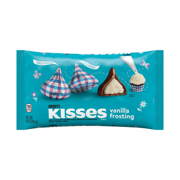 HERSHEY'S, KISSES Milk Chocolate and Vanilla Frosting Flavored Creme Treats, Easter Candy, 9 oz - LOOP MX