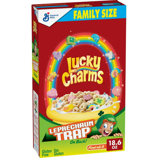 Lucky Charms Gluten Free Cereal with Marshmallows, Family Size, 18.6 OZ - LOOP MX