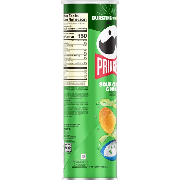 Pringles Sour Cream & Onion Potato Crisps Chips 5.5 oz - LOOP MX