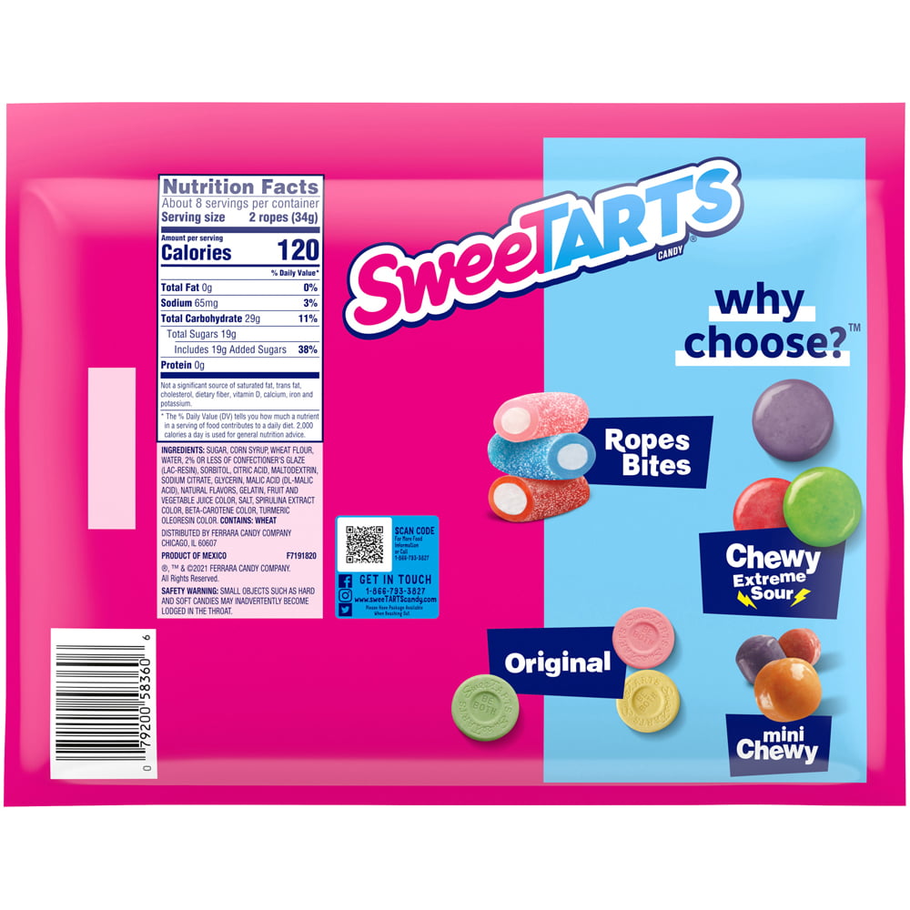 SweeTARTs Soft & Chewy Ropes Tangy Strawberry Candy, 9 oz - LOOP MX