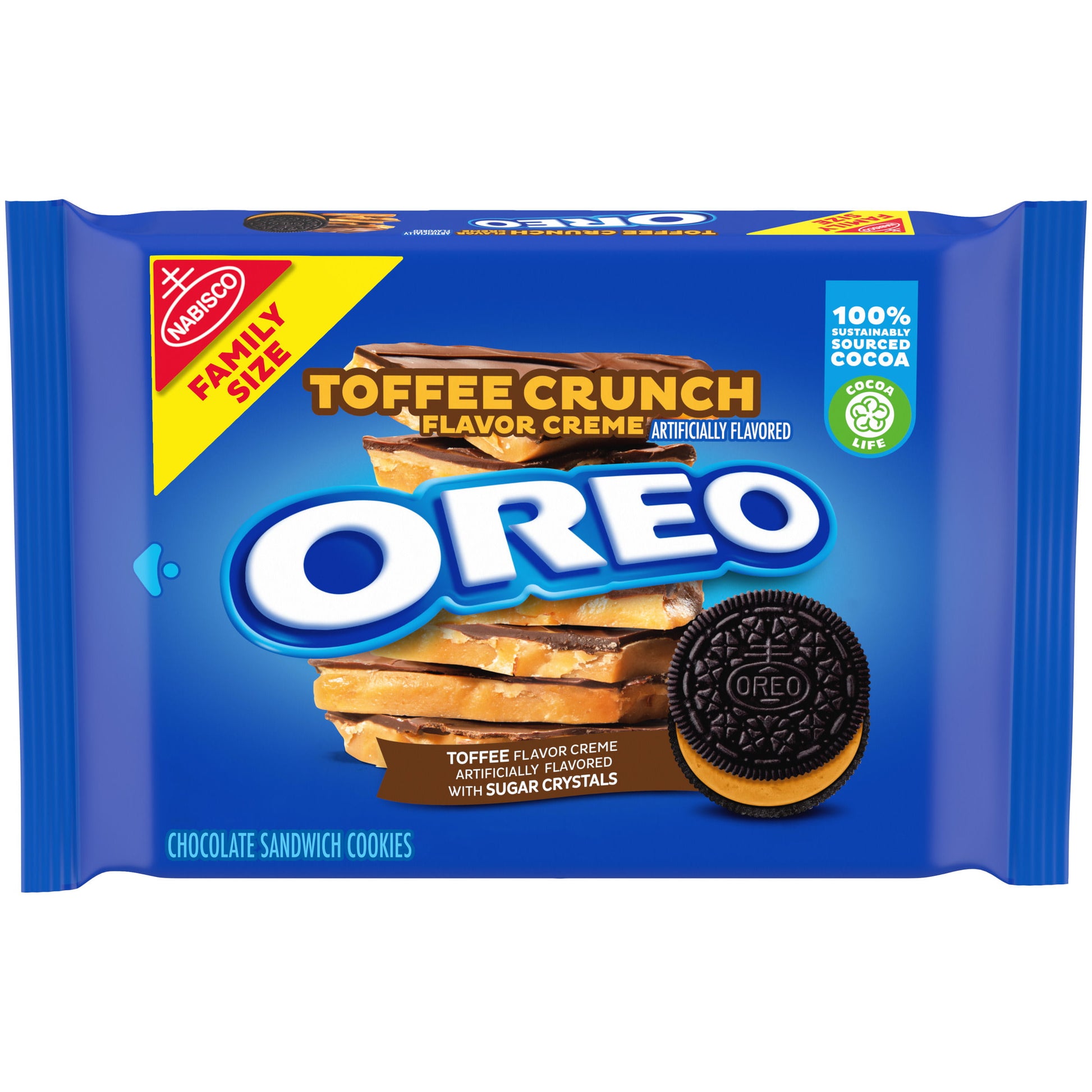 OREO Toffee Crunch Creme with Sugar Crystals Chocolate Sandwich Cookies, Family Size, 17 oz - LOOP MX