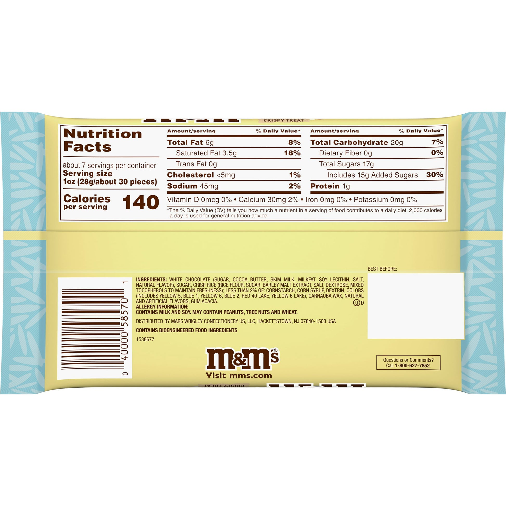 M&M'S White Chocolate Marshmallow Crispy Treat Lay Down Bag EASTER 7.44Oz Per Bag - LOOP MX