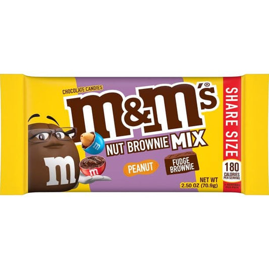 M&M's Peanut Brownie Mix Chocolate Candy, Share Size - 2.5 oz - LOOP MX