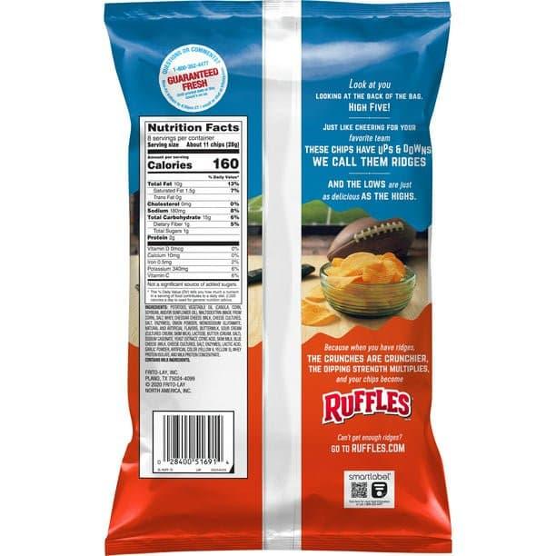 Ruffles Potato Chips Cheddar & Sour Cream Flavored 8 oz.