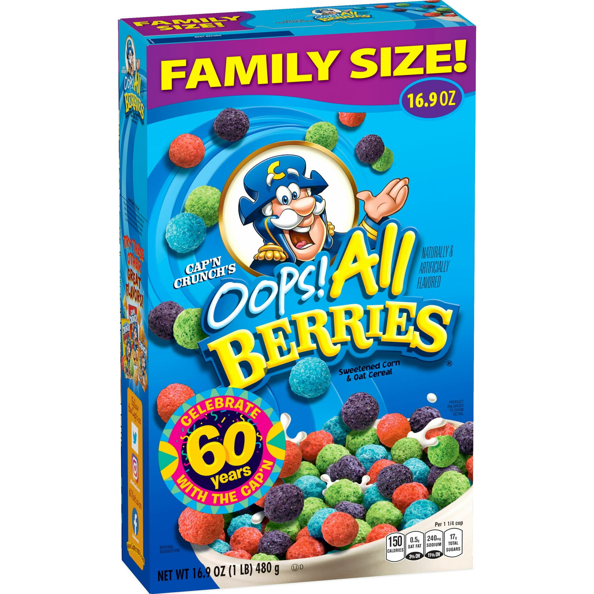 Cap'n Crunch Cereal Oops All Berries Cereal, 16.9 oz - LOOP MX