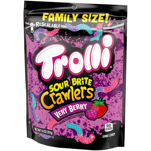 Trolli Sour Brite Crawlers Very Berry Family Size 14 oz - LOOP MX