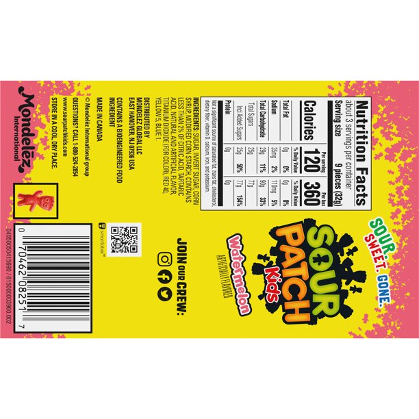 Sour Patch Kids Watermelon Soft & Chewy Candy 3.5 oz - LOOP MX