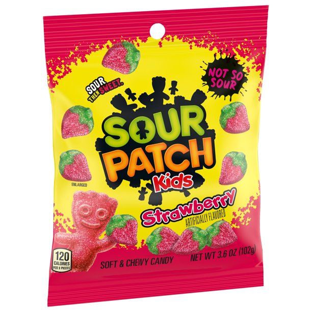 SOUR PATCH KIDS Strawberry Soft and Chewy Candy, 3.6 oz - LOOP MX