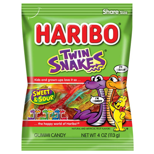 Haribo Twin Snakes Sweet and Sour Gummy Candy, 4 oz - LOOP MX