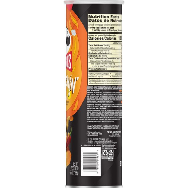 Pringles Scorchin' Cheddar Potato Crisps Chips 5.5 oz - LOOP MX