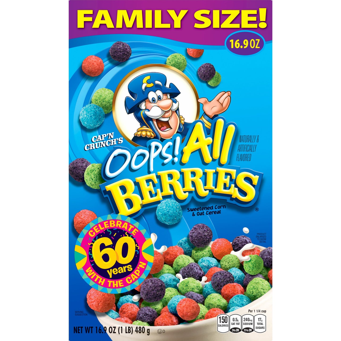 Cap'n Crunch Cereal Oops All Berries Cereal, 16.9 oz - LOOP MX